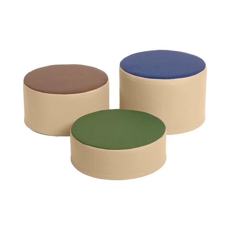 SoftZone Earthtone Foam Stump Stool Set, 3-Piece