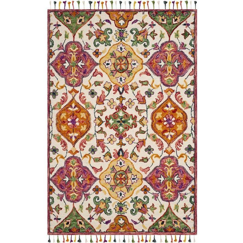 Ivory and Multi Wool Hand-Tufted Floral Area Rug