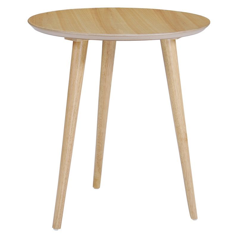 Evie Round Natural Wood Mid-Century Modern End Table