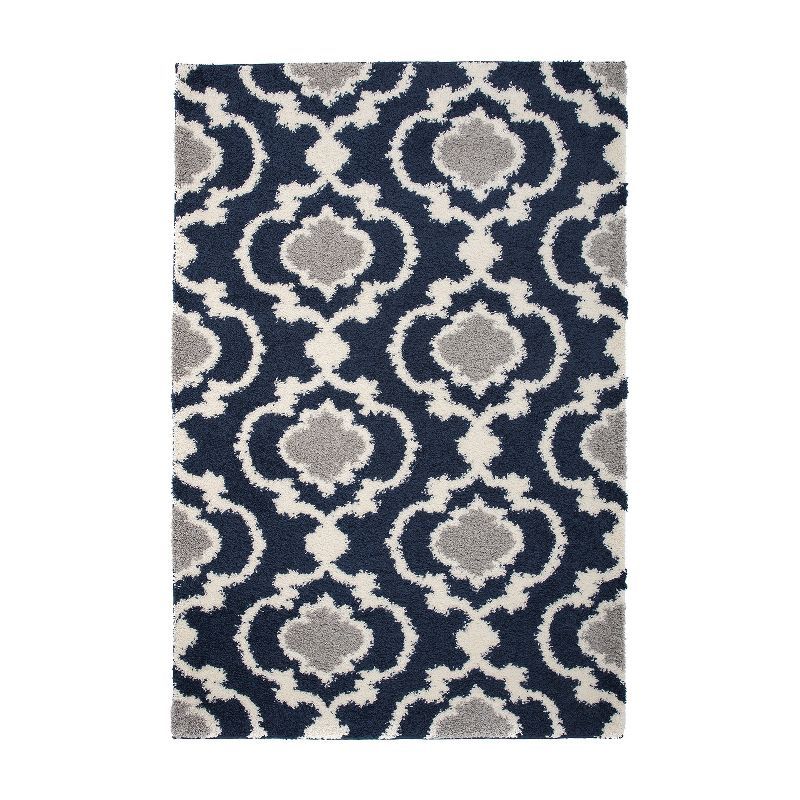 Navy Trellis Shag 5'3" x 7'3" Rectangular Easy-Care Rug