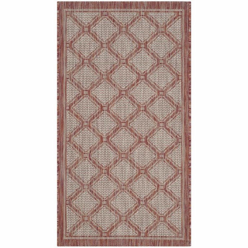 Red and Beige Geometric Outdoor Area Rug, 2' x 3'7"