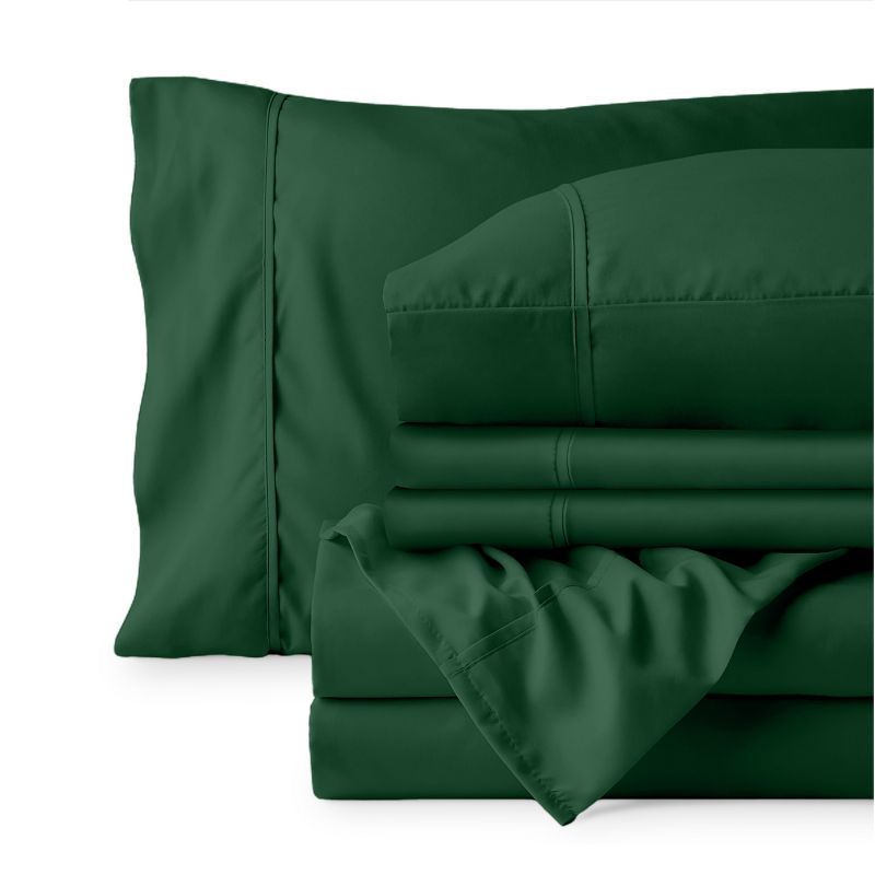 Forest Green Queen Microfiber Deep Pocket Sheet Set with Extra Pillowcases