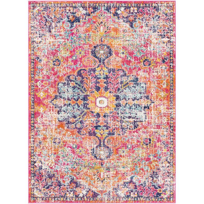 Burnt Orange Vintage Medallion Area Rug, 5'3" x 7'3", Synthetic