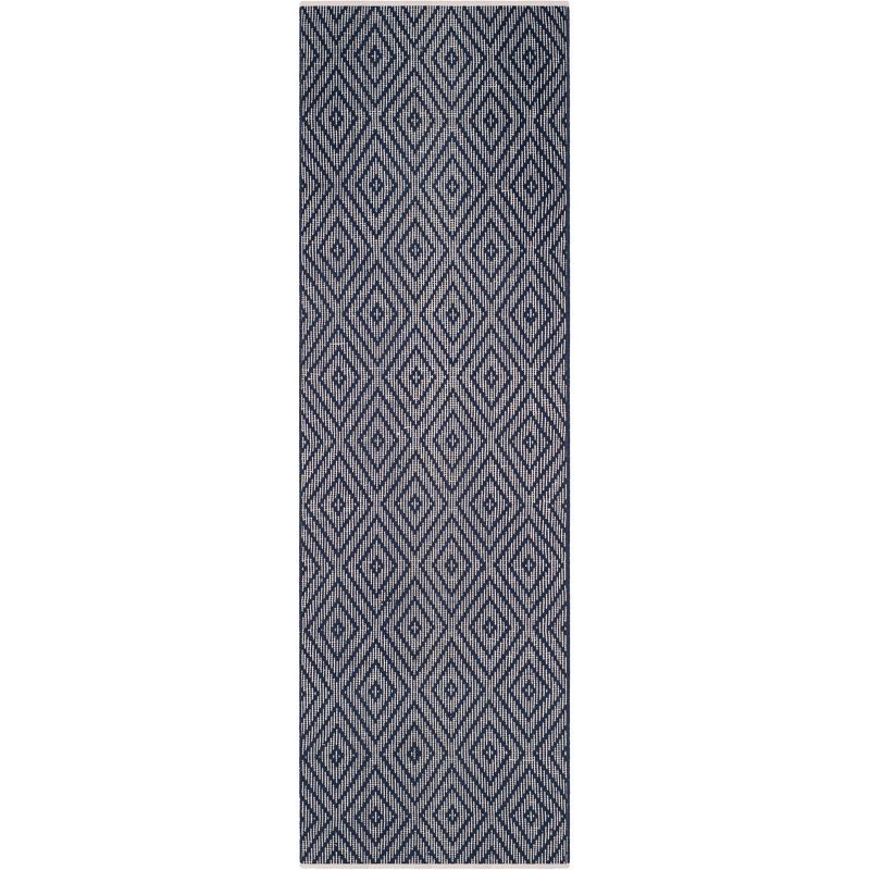 Navy and Ivory Cotton Flat Woven Reversible Rug