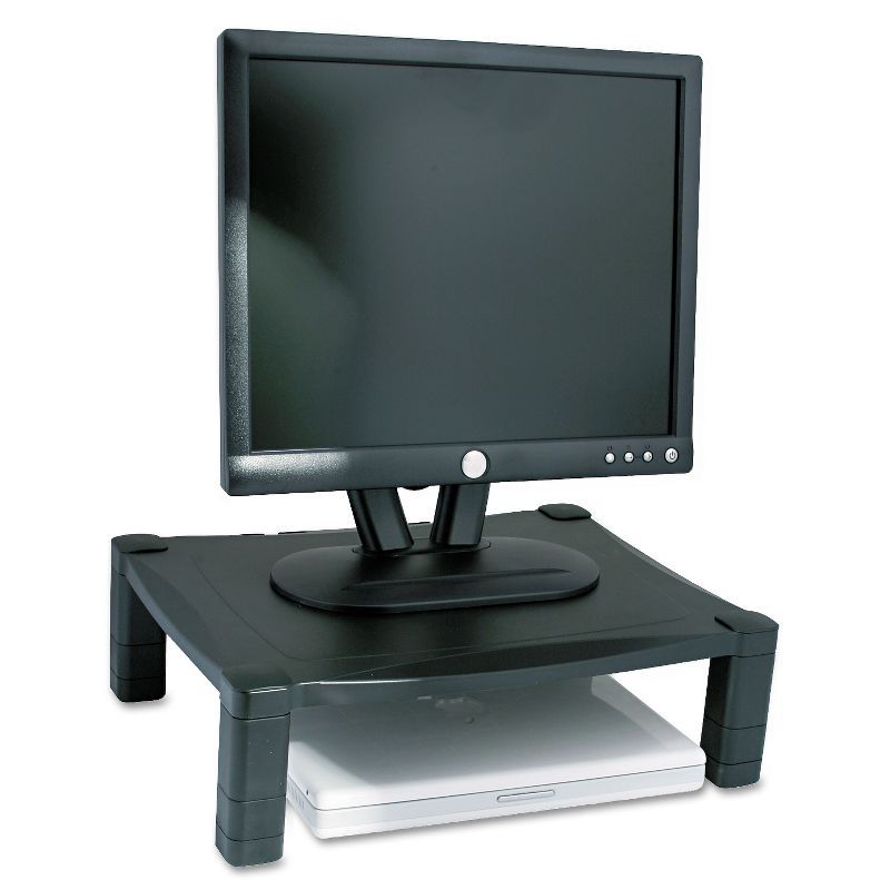 Black Adjustable Height Monitor Stand with Cable Management