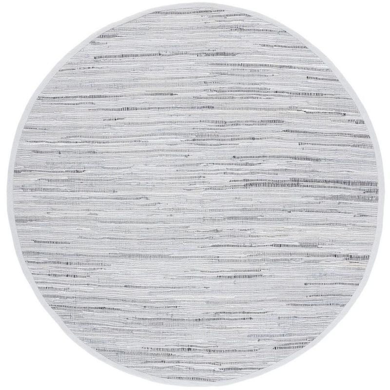 Gray Round Handwoven Cotton Stripe Area Rug