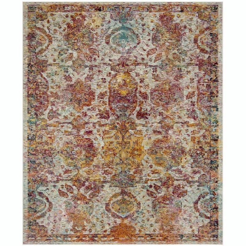 Light Blue and Orange 9' x 12' Synthetic Reversible Area Rug