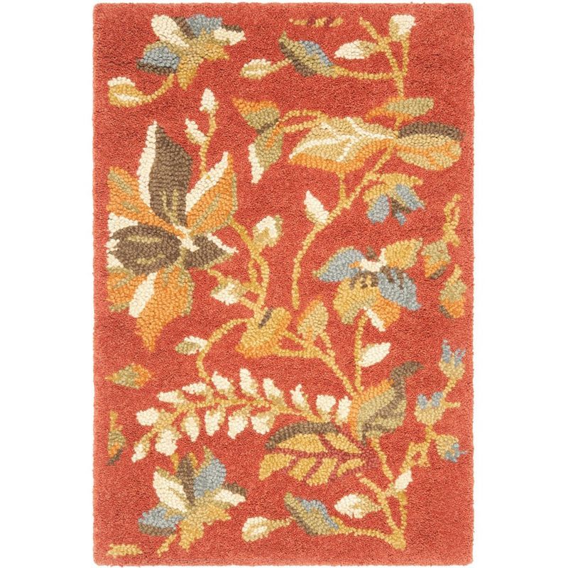 Rust and Multi Floral Wool Handmade Tufted Area Rug 2' x 3'