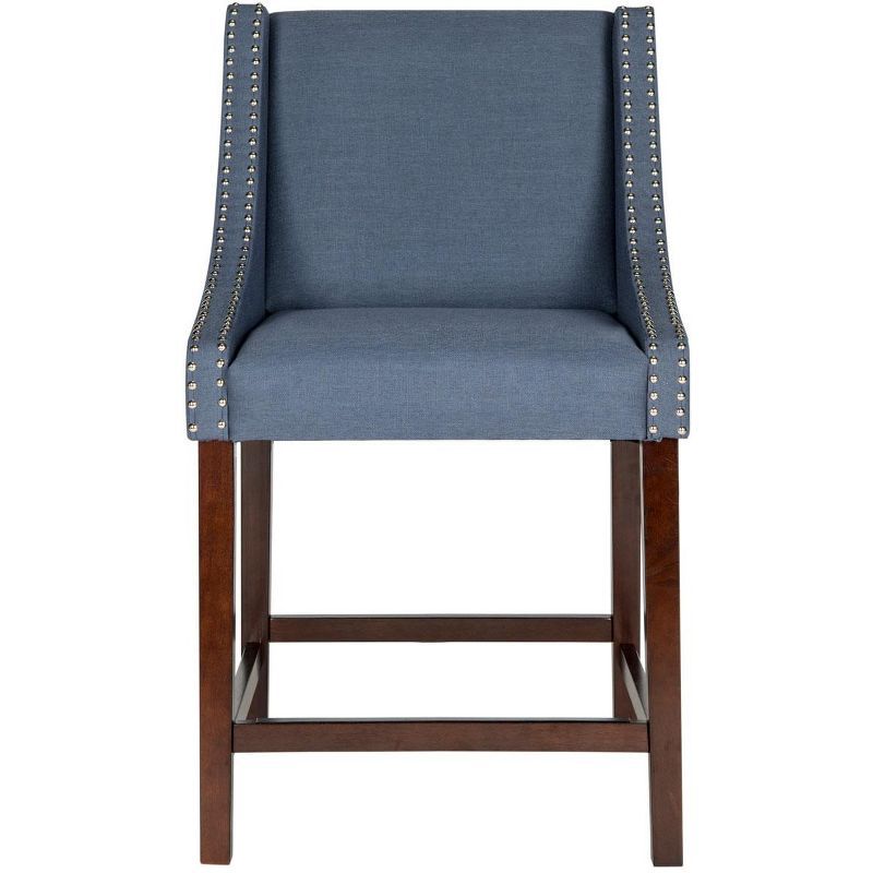 Espresso Wood and Navy Linen 23'' Transitional Counter Stool