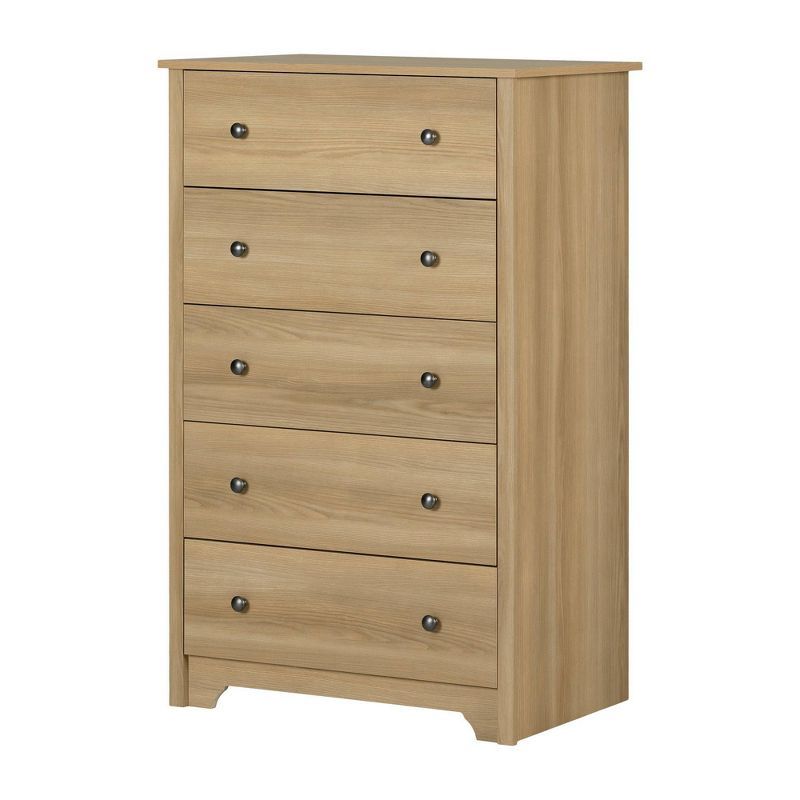 Natural Ash 5-Drawer Vertical Chest with Laminate Finish