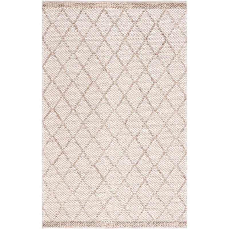 Ivory and Natural Handwoven Wool Area Rug, 3' x 5'