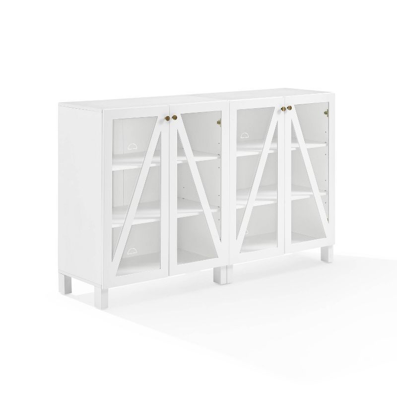 White 60" Media Sideboard Cabinet with Glass Doors and Shelves