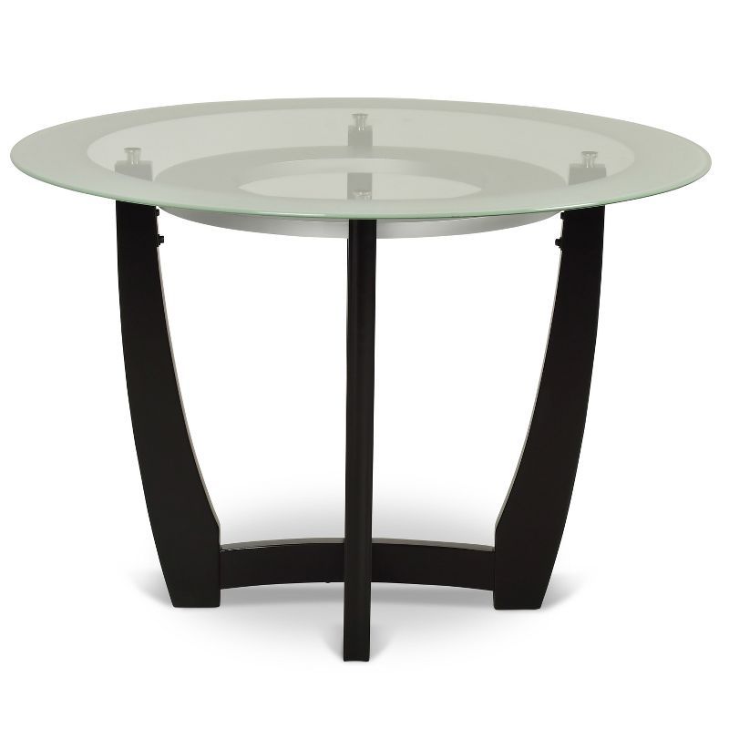 48" Round Glass and Espresso Wood Dining Table