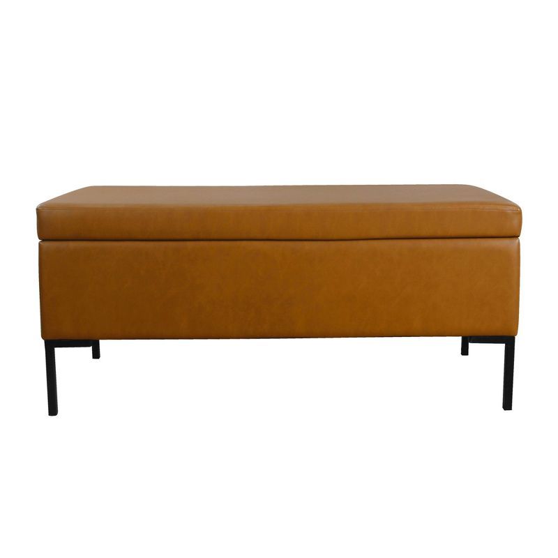 Carmel Faux Leather Large Storage Bench with Metal Legs