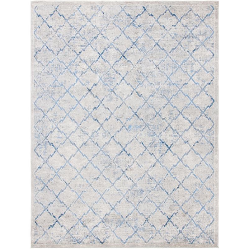 Gray and Blue 8' x 10' Synthetic Rectangular Area Rug