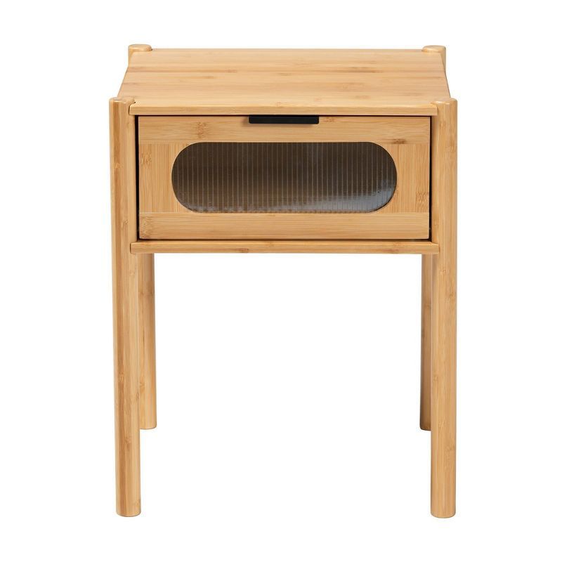 Naresh Natural Bamboo Wood 1-Drawer End Table with Storage