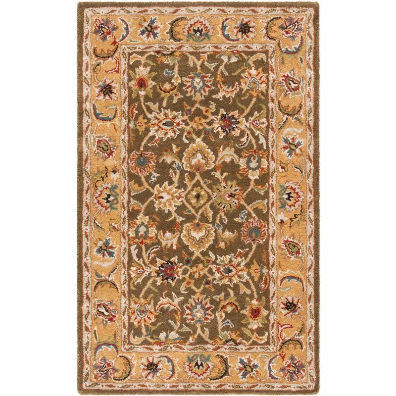 Olive and Camel Hand-Tufted Wool Area Rug 3' x 5'