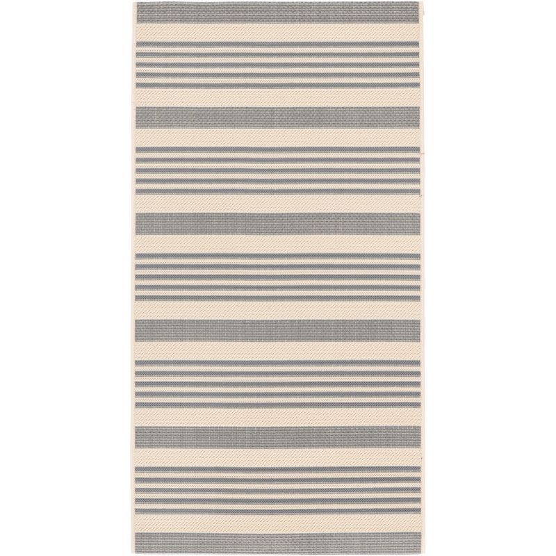 Contemporary Grey Stripe Indoor/Outdoor Easy-Care Rug - 2'7" x 5'