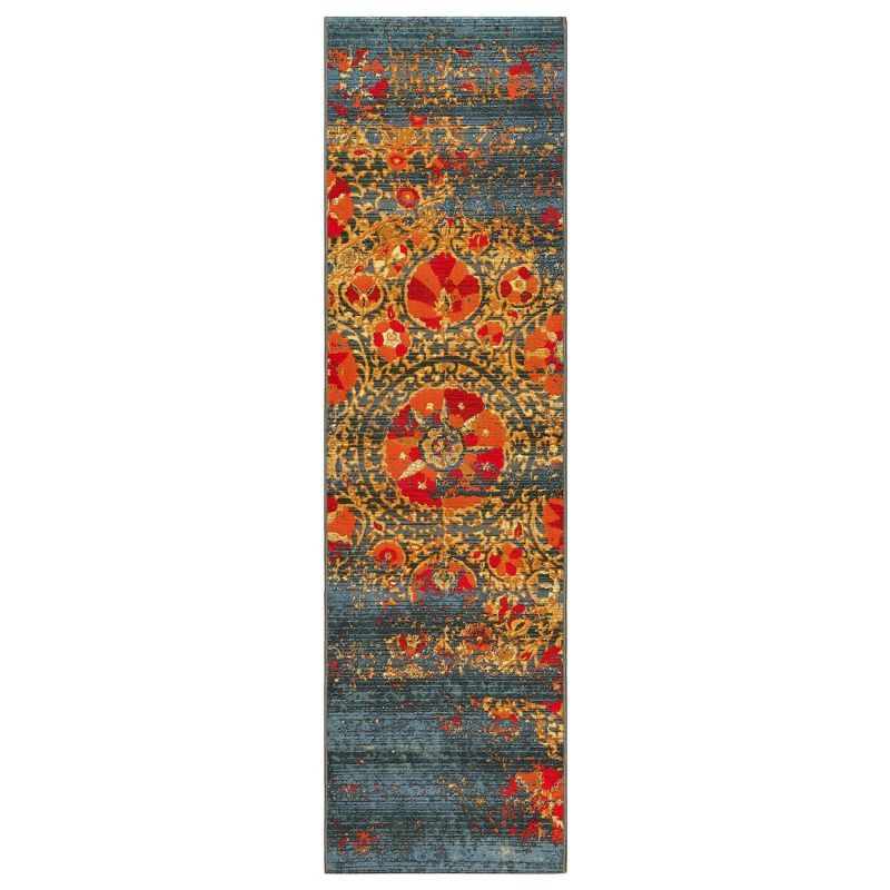 Suzanie Blue Vintage-Look Indoor/Outdoor Synthetic Rug - 1'11" x 7'6"