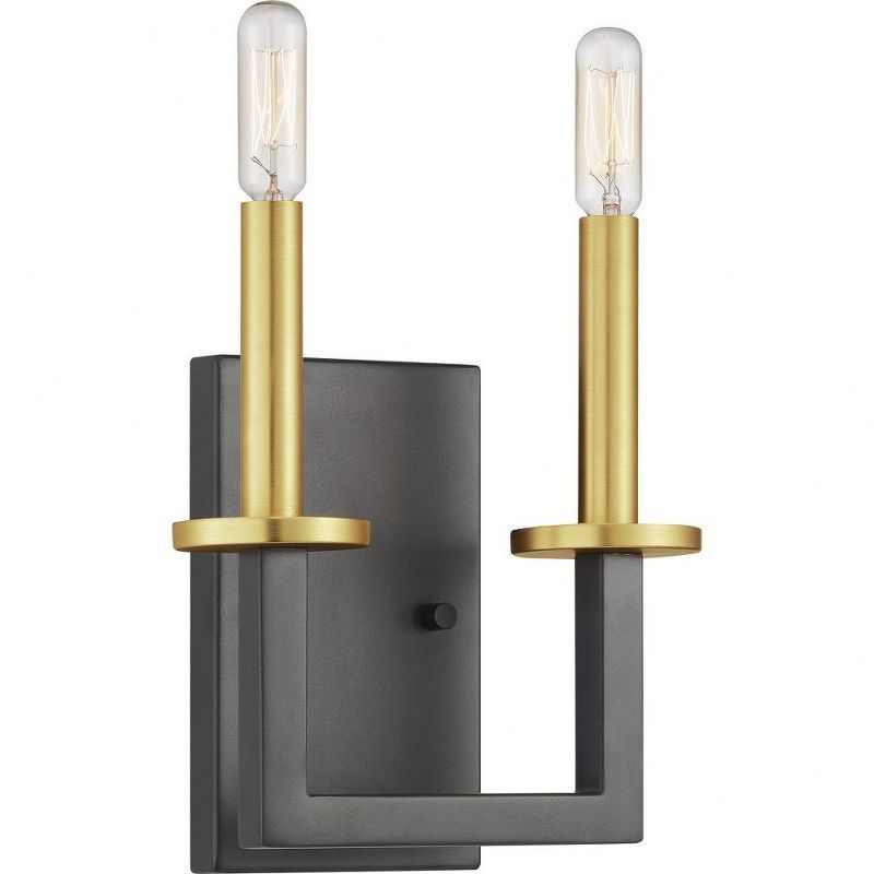 Blakely Graphite and Satin Brass 2-Light Wall Sconce