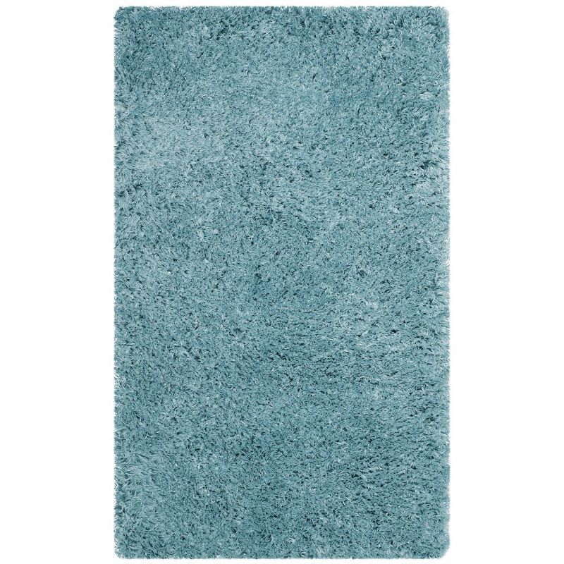 Light Turquoise Synthetic Shag Area Rug, 4' x 6'