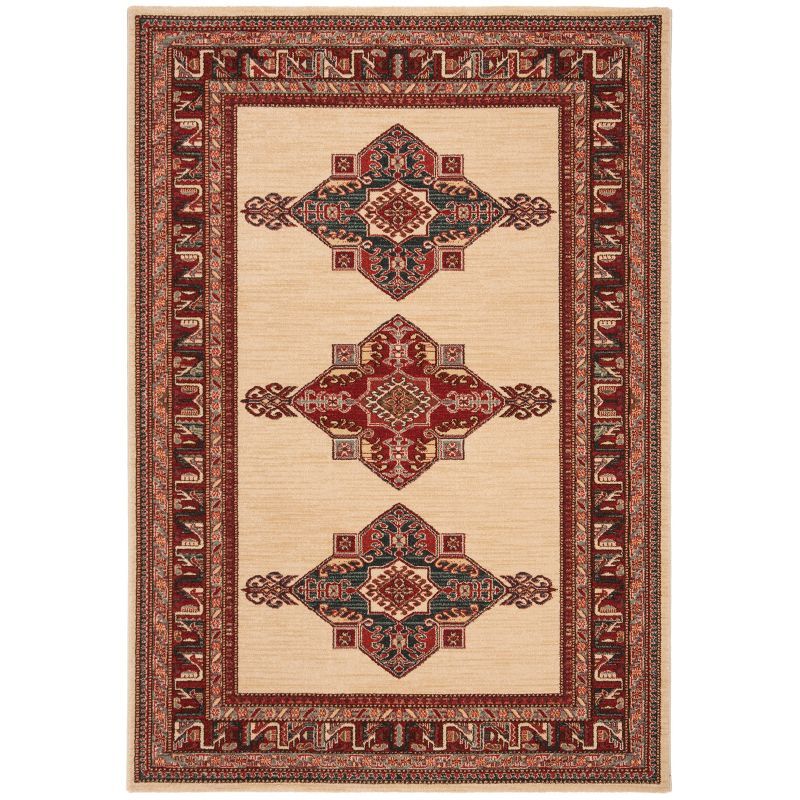 Mahal Red and Beige Hand-knotted Rectangular Area Rug