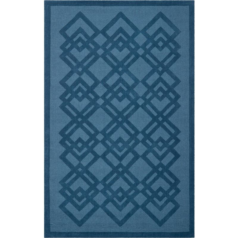 Ivory Diamond Hand-Knotted Wool Rug - Easy Care, Rectangular 5'x8'