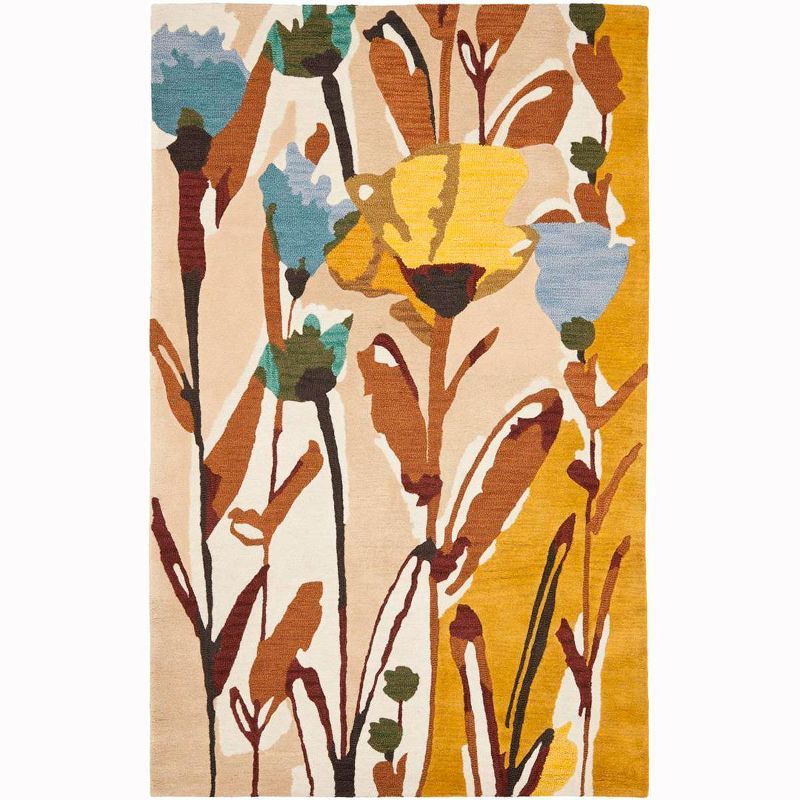 Ivory Floral Hand-Tufted Wool Area Rug, 8' x 10'