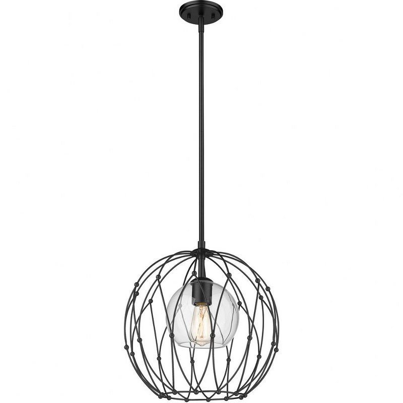 Modern Vintage Globe Pendant Light in Matte Black with Clear Glass