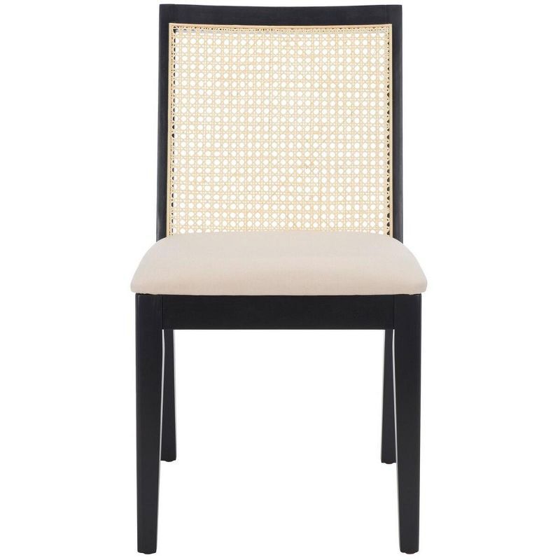 Levy Black Wood and Rattan Dining Side Chair Set