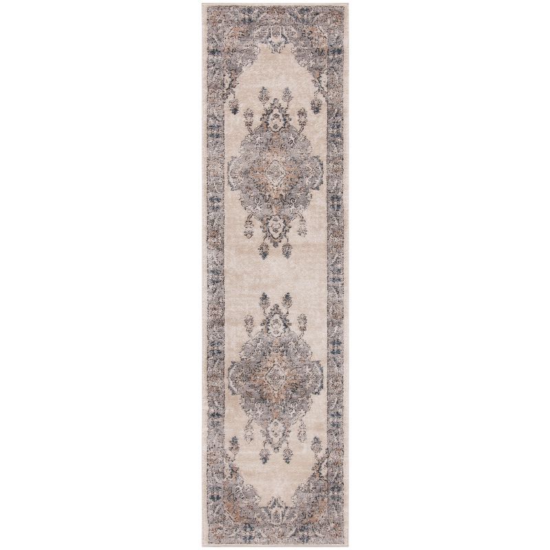 Hand-Knotted Gray Synthetic Stain-Resistant Rug 2'-2" x 8'