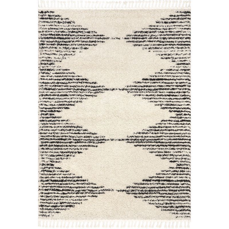 Off-White Braided Shag Reversible Rectangular Rug, 2x3 ft