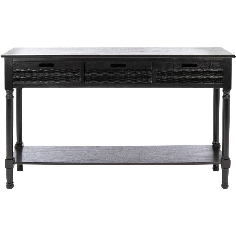 Farmhouse Chic Black Wood & Metal 3-Drawer Console Table