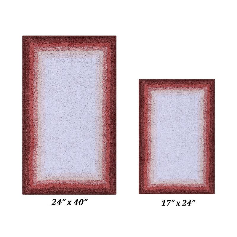 Rose Ombre Cotton Tufted Bath Rug Set, 17" x 24" and 24" x 40"