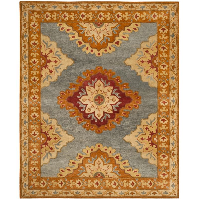 Heritage Blue and Rust Hand-Tufted Wool 8' x 10' Area Rug