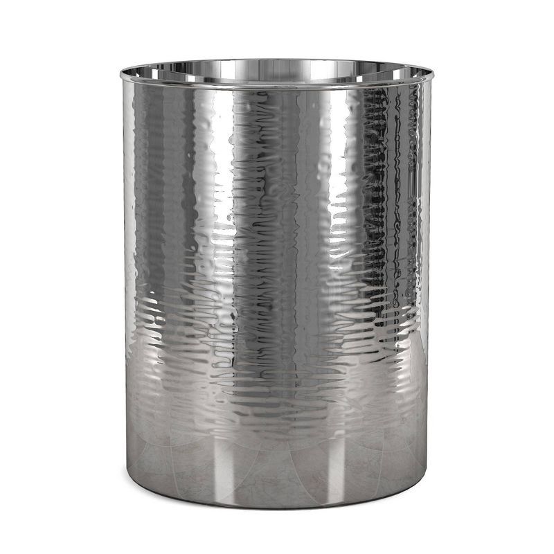 Stainless Steel Hammered Gray Bathroom Wastebasket