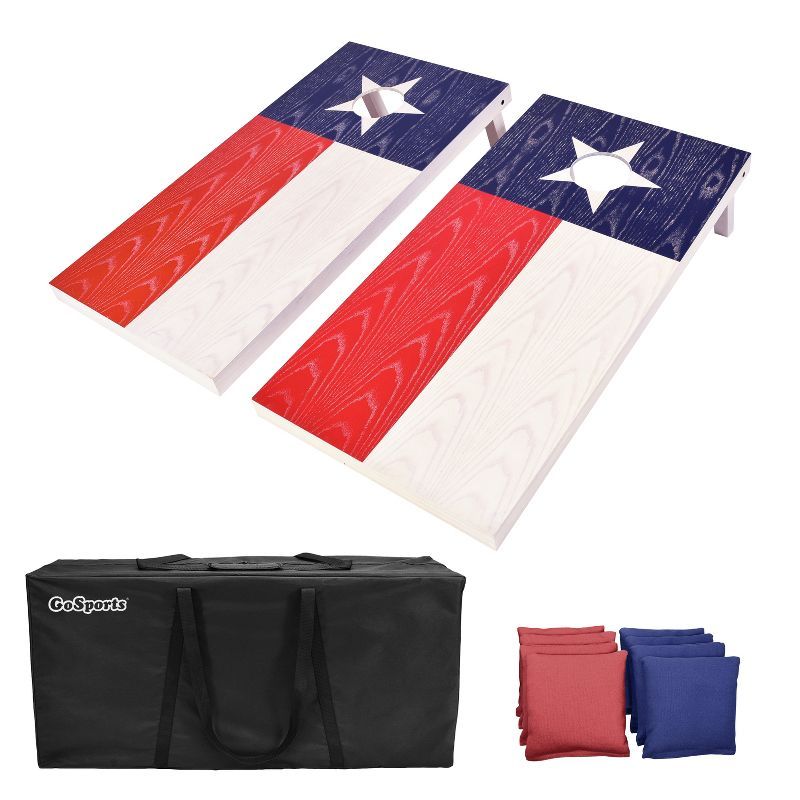 Texas Flag Design Wooden Cornhole Set with Bean Bags and Case