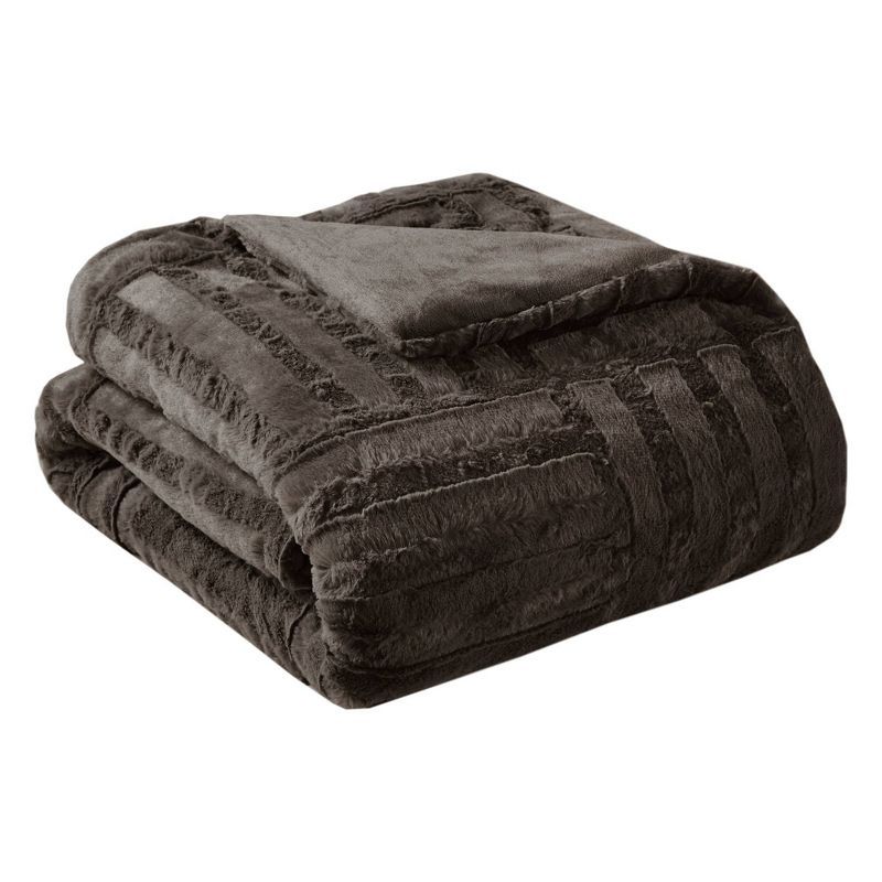 Chocolate 50" x 60" Faux Fur Reversible Throw Blanket