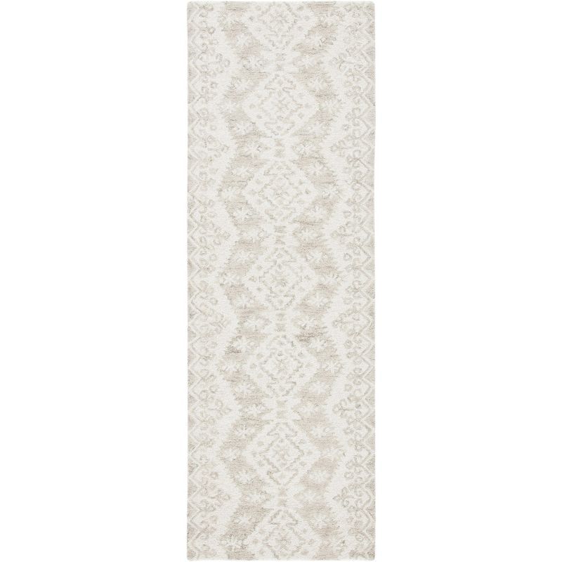 Ivory and Beige Hand-Tufted Wool Runner Rug