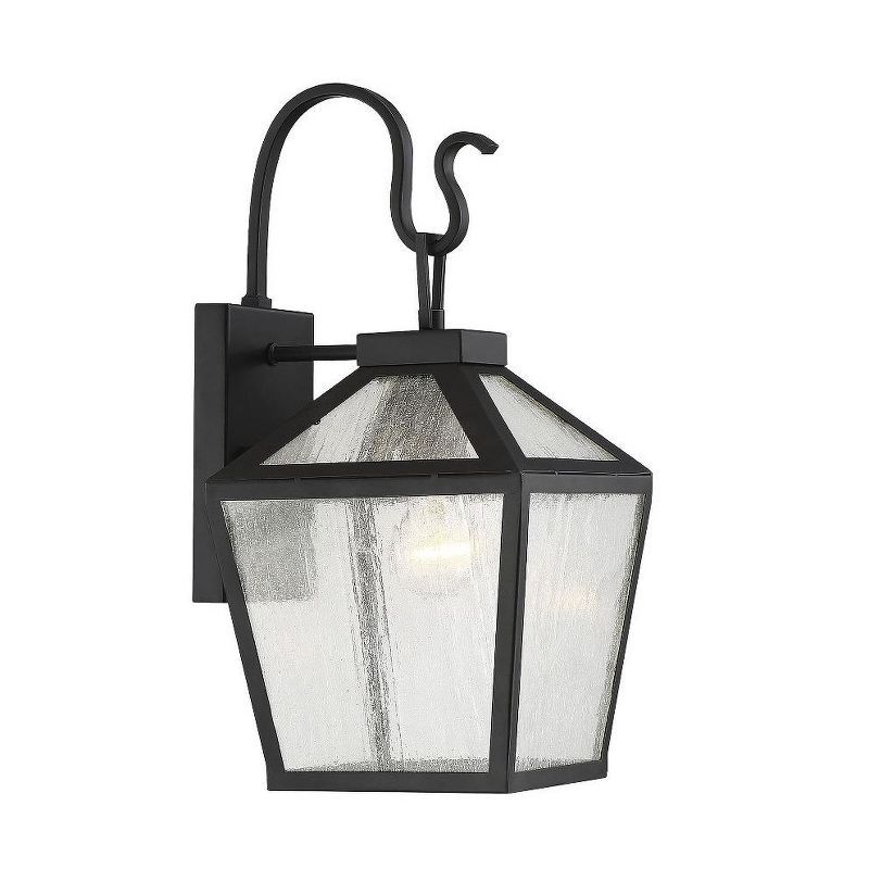 Woodstock Black Metal Outdoor Wall Lantern with Clear Seeded Glass