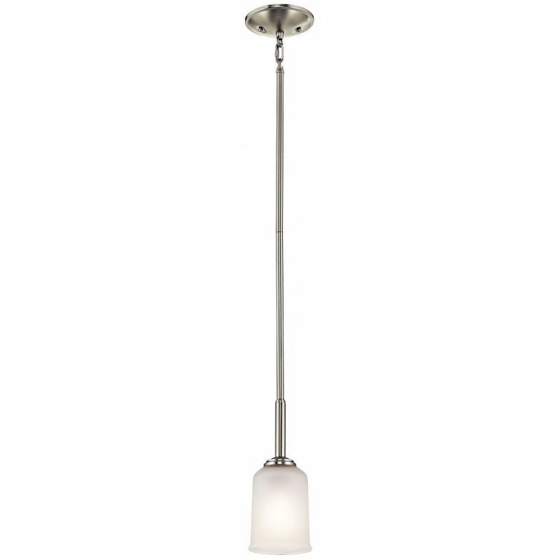 Brushed Nickel Mini Pendant with Satin Etched Glass