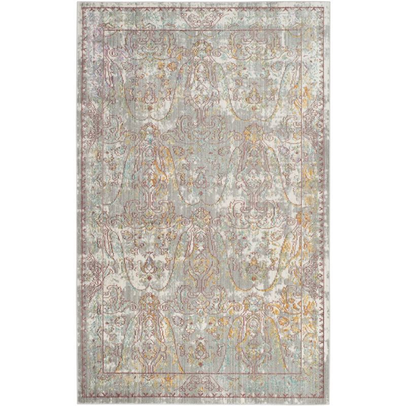 Mystique Grey and Multicolor Synthetic 4' x 6' Area Rug