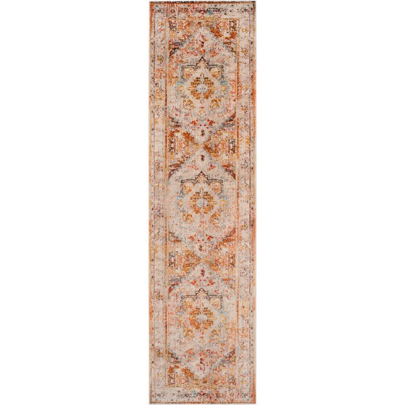 Cream and Multicolor Vintage Persian 2' x 6' Runner Rug