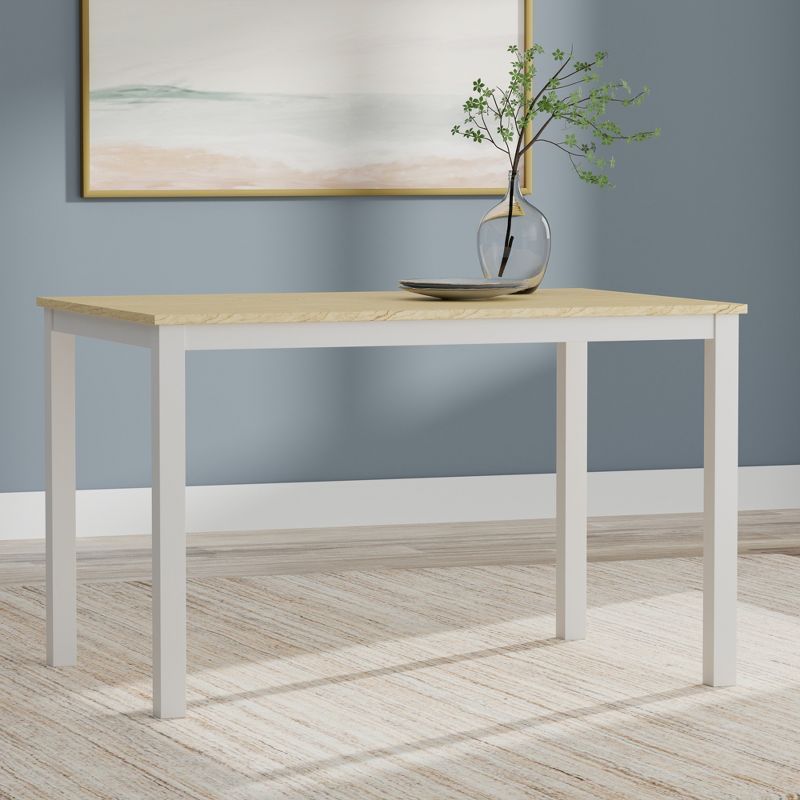 Malaysian Oak 48" Rectangular Dining Table in White/Natural