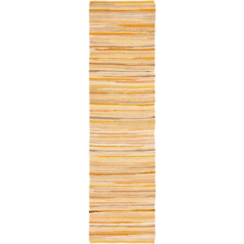 Brighton Stripe Hand-Woven Cotton Runner Rug - Yellow/Multi 2'3" x 8'