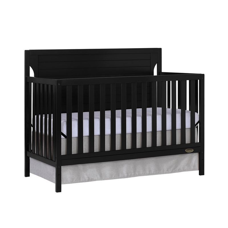 Black 5-in-1 Convertible Crib with Full Back Panel