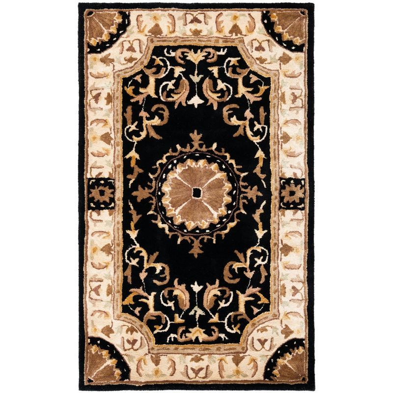 Empire Black and Ivory Hand-Tufted Wool Area Rug 3' x 5'