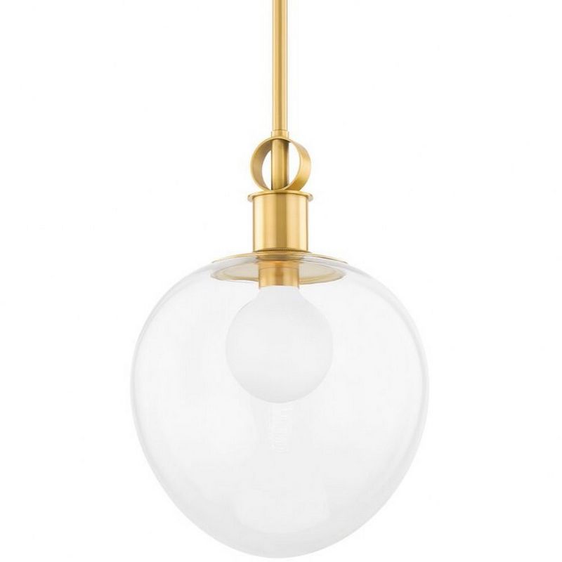 Anna Aged Brass 1-Light Pendant with Clear Glass Shade