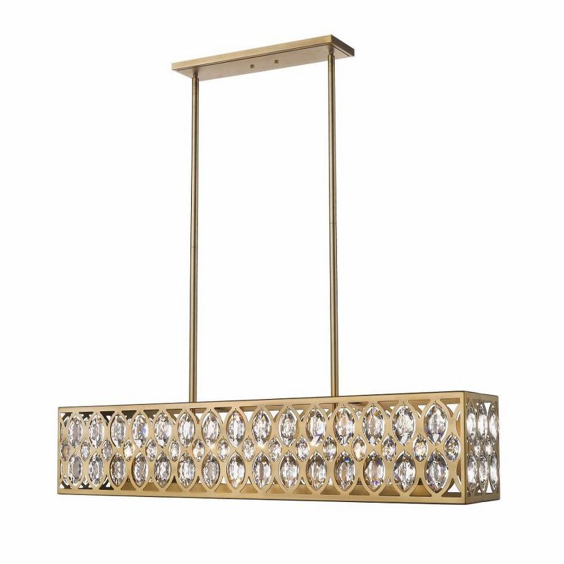 Dealey Heritage Brass 43.5" Elongated Chandelier with Crystal Accents