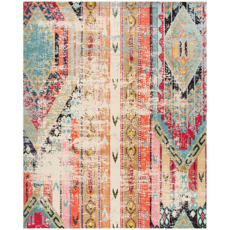 Boho-Chic Vibrant Multi-Color Hand-Knotted Square Area Rug